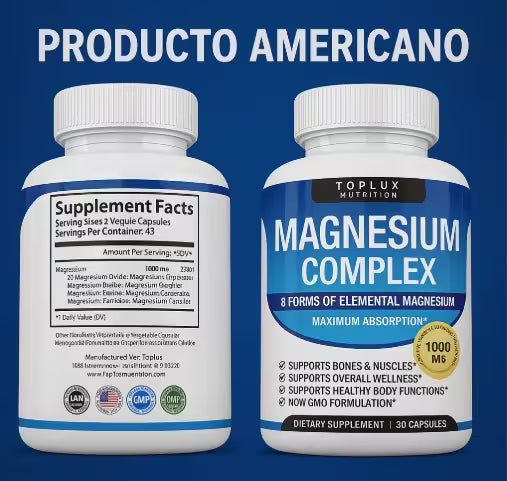 Magnesio Complex 8 En 1 ®️ Mejora el sueño, reduce el estrés y fortalece músculos y huesos